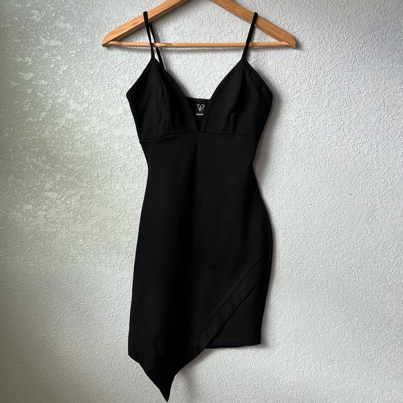 Windsor Black Party Asymmetrical Hem Club Wear Mini Dress – Size S - Picture 1 of 5